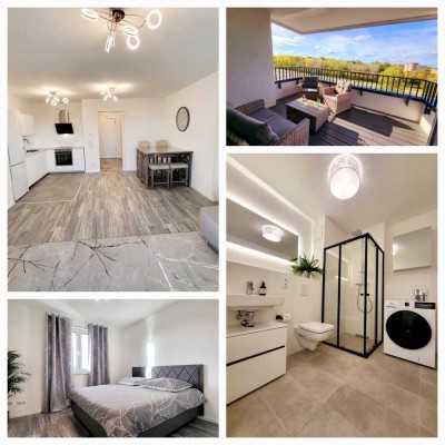 Unbefristet*Neubau*Möblierte 3-Zimmer Wohnung mit 2 Bädern*PKW-Stellplatz*Balkon 9mq*