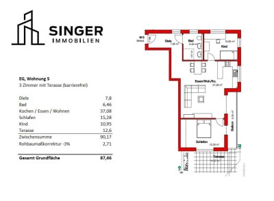 3-Zimmer-Erdgeschosswohnung mit gehobener Innenausstattung mit EBK in Gäufelden