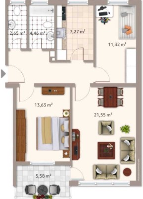 Vollständig renovierte 3-Raum-Wohnung 70 m2 mit Balkon und Einbauküche in Wolfenbüttel