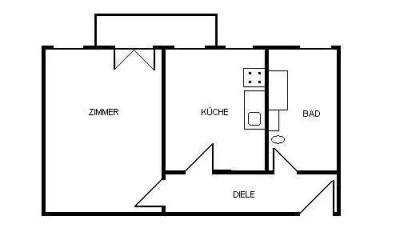 1-Zimmer-Wohnung mit Balkon und großer Wohnküche