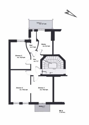 Schöne 3-Zimmer-Wohnung  mit 2 Balkonen und Garage im Hinterhof in Hamburg Eppendorf