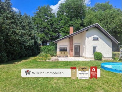 Idyllisches Wochenendhaus in ruhiger Alleinlage! | Leipziger Nordosten - Glasfaser - Brunnen - Pool
