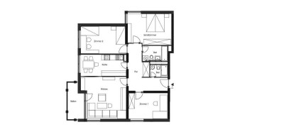 Helle 4-Zimmer Wohnung im 12. OG mit Süd-West Balkon in Würzburg-Sanderau