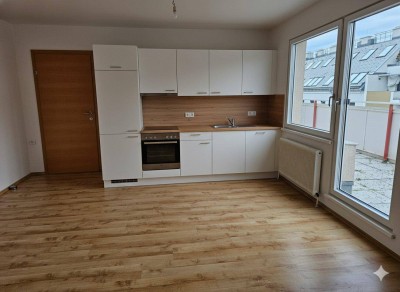 Helle 3 Zimmer Wohnung mit 31m² Terrasse, neue Küche, im fünften Liftstock,Gemeinschaftsgarten &amp; Fitnessraum