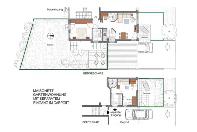 Bezugsfreie Maisonette Wohnung mit Carport