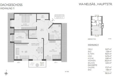 4 ZKB Galeriewohnung in zentraler Lage Neusäß mit Tiefgarage und Lift  / 150qm Wohnfläche
