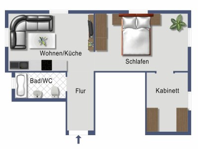 ERSTBEZUG nach Sanierung - Wohnküche, 1 Schlafzimmer, 1 Kabinett