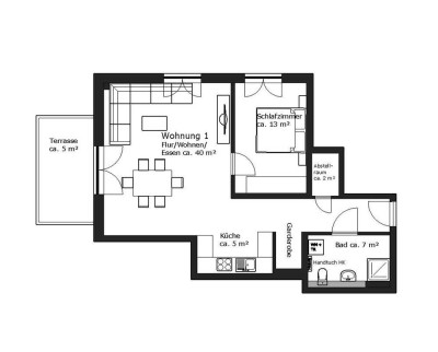 Neubau!! KfW 55EE  2-Zimmer-Wohnung mit eigenem Gartenanteil nach Westen