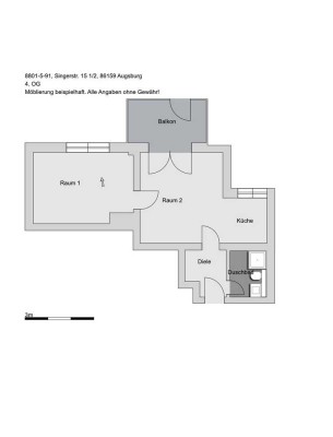 2,0-Zimmer-Wohnung in Augsburg Bahnhofs-, Bismarckviertel