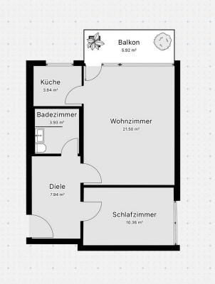 Helle 2-Zi. Whg. mit EBK und Balkon im Grünen