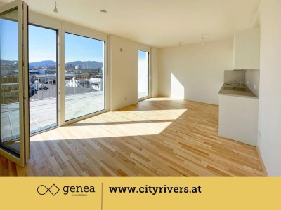 Große Terrasse mit Ausblick | CITY RIVERS | Neubau