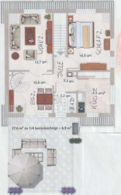 Ansprechende und modernisierte 3-Zimmer-DG-Wohnung in Essen