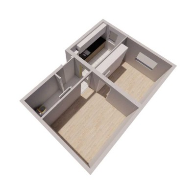 2-Zimmer-Wohnung (1. OG) mit Einbauküche, teilmöbliert