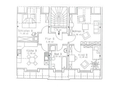 Gemütlich und  helle, 3-Raum Wohnung im DG