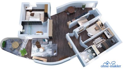 Lichtdurchflutete 4-Zimmer Wohnung mit riesiger Dachterrasse u. unverbaubarem 360 ° Dreiländer-Blick