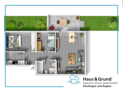3 Zimmer (ca. 62m²)  / Souterrain-Wohnung mit Terrasse & Stellplatz