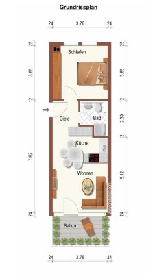 Hochwertige 2-Zimmer-Wohnung mit moderner Einbauküche und sonniger Terrasse