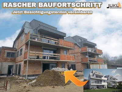 LINZ / FROSCHBERG: RASCHER BAUFORTSCHRITT - DG &amp; EMPORE -EIGENTUMSWOHNUNG ca. 140,26 m² Wohnfläche, 5 Zimmer + Dachterrasse, inkl. Carportstellplatz