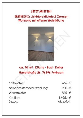 JETZT MIETEN! Erstbezug: Lichtdurchflutete 2-Zimmer-Wohnung mit offener Wohnküche