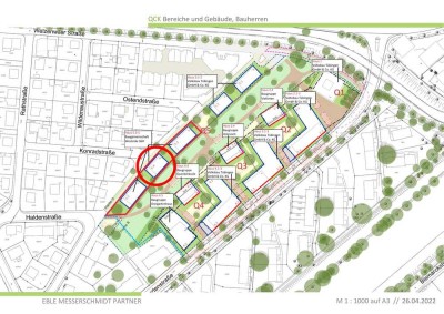 Erstbezug: Hochwertige 3-Zimmer-Wohnung mit Balkon + Terrasse in Tübingen-Lustnau ("Auelehöfe")