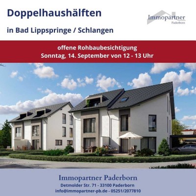 Rohbau-Besichtigung:  Neubau-Doppelhaushälften auch als Ausbauhaus