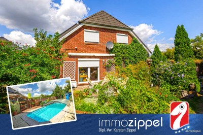 Moderne DHH in Wegendorf: 469 m² Grdst, 113 m² Wfl., 4 Zi., Pool, Jacuzzi, Wintergarten, 2 Terrassen