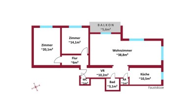 SIEVERING: Absolute Ruhelage mit Balkon! - 4 Zimmer und 2 Bäder möglich - Großes Wohnzimmer ca. 39m²! - ideale Raumaufteilung!