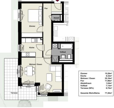 Geschmackvolle, neuwertige 2-Raum-Hochparterre-Wohnung mit geh. Innenausstattung mit EBK in Hannover