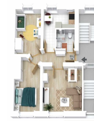 Helle und vollständig renovierte 3-Raum-Wohnung in zentraler Lage
