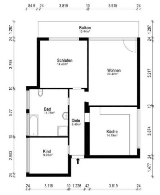 Modernisierte 3-Zimmer-Erdgeschosswohnung mit Balkon, Garage