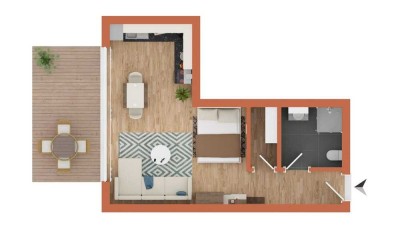 � Helle 1-Zimmer-Wohnung mit Terrasse in Schnaittach bei Nürnberg.