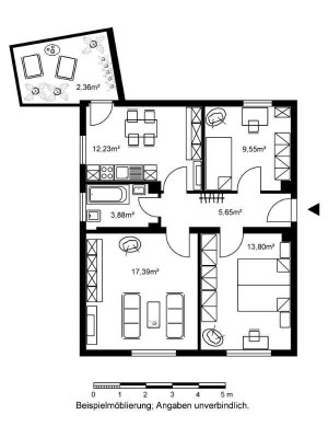 1600/71306/12 Kleine Dreizimmerwohnung im zweiten Obergeschoß