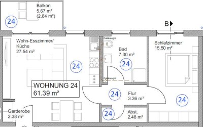 Erstbezug: Moderne 2-Zimmer-Wohnung im 2. OG eines Neubaus in zentraler Lage von Offenbach