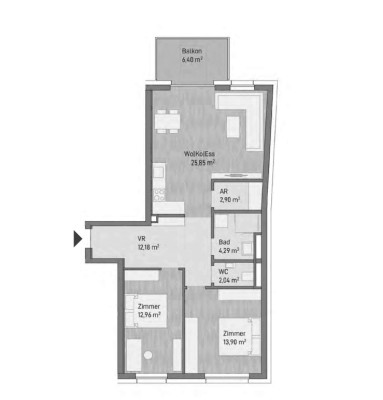 NEUBAU - Moderne 3-Zimmer Anlegerwohnung mit Balkon (74,12m²)-Graz/Gries