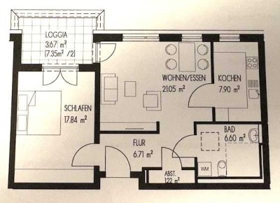 Seniorengerechte Eigentumswohnung 2 ZKB, ca. 65m², Loggia, aktuell vermietet...