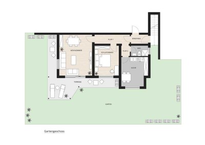 WI-Kohlheck: 2-Zimmer-Wohnung mit großer Terrasse und Gartenanteil