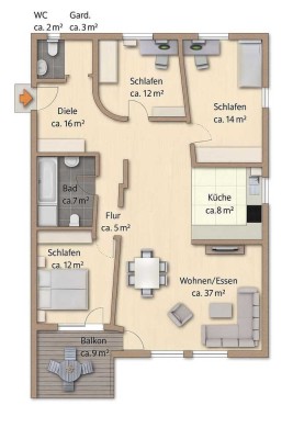Helle 4-Zimmer-Wohnung mit EBK und sonnigem Balkon in zentraler Lage von Dietzenbach Steinberg
