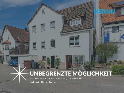 UNBEGRENZTE MÖGLICHKEITEN - Fachwerkhaus mit ELW Garten, Garage und Balkon in Dettenhausen