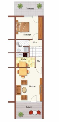 2ZKB Reihenmittelhaus / renoviert/ Balkon/ Terrasse