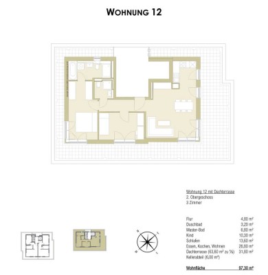 Promenandenensemble "Truderinger Wald" - 3-Zimmer-Dachterrassenwohnung - Whg 12