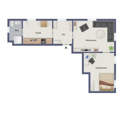 2 Zi.-Wohnung + Garage, 5,1 % Rendite, ohne Makler