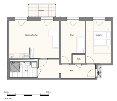 Neubau Erstbezug 3-Zimmer-Wohnung mit Einbauküche und Balkon