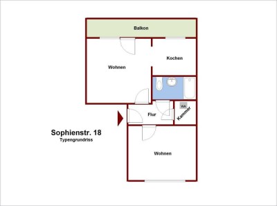 Sanierte 2 Raumwohnung mit Badewanne und Balkon