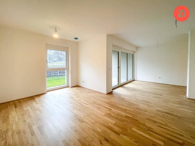 Geförderte 3-Zimmer-Wohnung mit Tiefgaragenparkplatz , Terrasse &amp; Garten in Gallspach. Erstbezug!