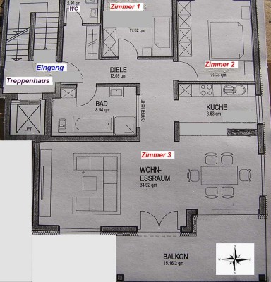 Komfort 3 Zimmer Wohnung Weil/Rh.  - 3 Zimmerwohnung