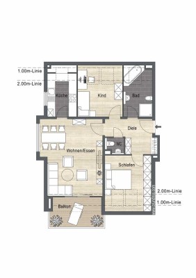 Sehr gepflegte 3-Zimmerwohnung mit Aufzug und großem Balkon
