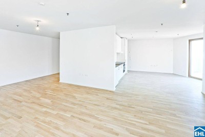 Sonnwendviertel: 1-Zimmer-Wohnung mit Balkon im 18. OG – Fitnessraum, Co-Working &amp; Rooftop-Terrasse inklusive!
