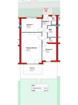 Neubauprojekt "Am Grünanger" Eigentumswohnung im OG mit Balkon Top 7