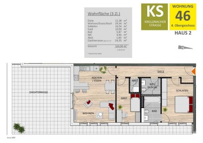 Lichtdurchflutete Neubauwohnung mit Dachterrasse und offener Grundrissgestaltung