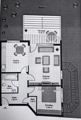 Stilvolle 2-Raum-Wohnung Teilmöbliert mit Garten in Düren